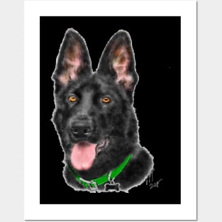 Black German Shepherd Dog Loyal Obedient Fearless Posters and Art
